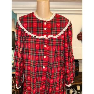 VINTAGE CLASSIC LANZ OF SALZBURG BY EILEEN WEST FLANNEL PLAID NIGHTGOWN M